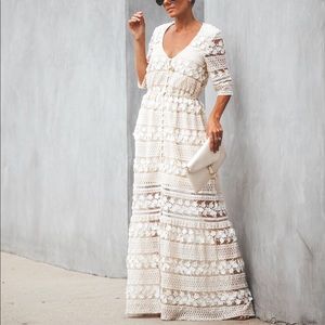 VICI Olivia Floral Applique Button Down Maxi Dress
